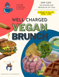 well charged vegan brunch flyer