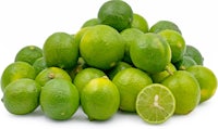 a pile of limes on a white background